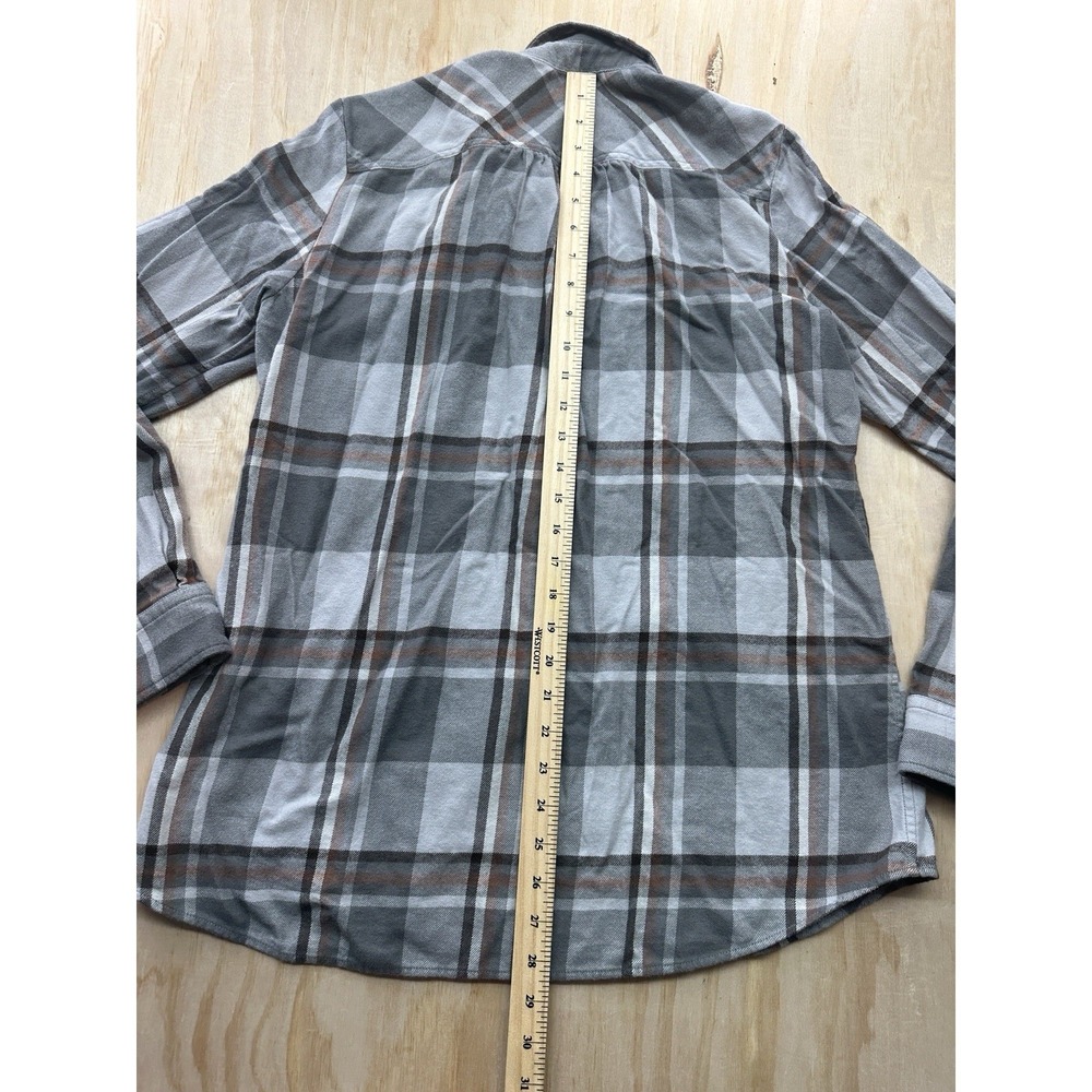 Lands' End M (10-12) Flannel Grey Button Up Women's Super Soft Long Sleeve Warm - Picture 6 of 7